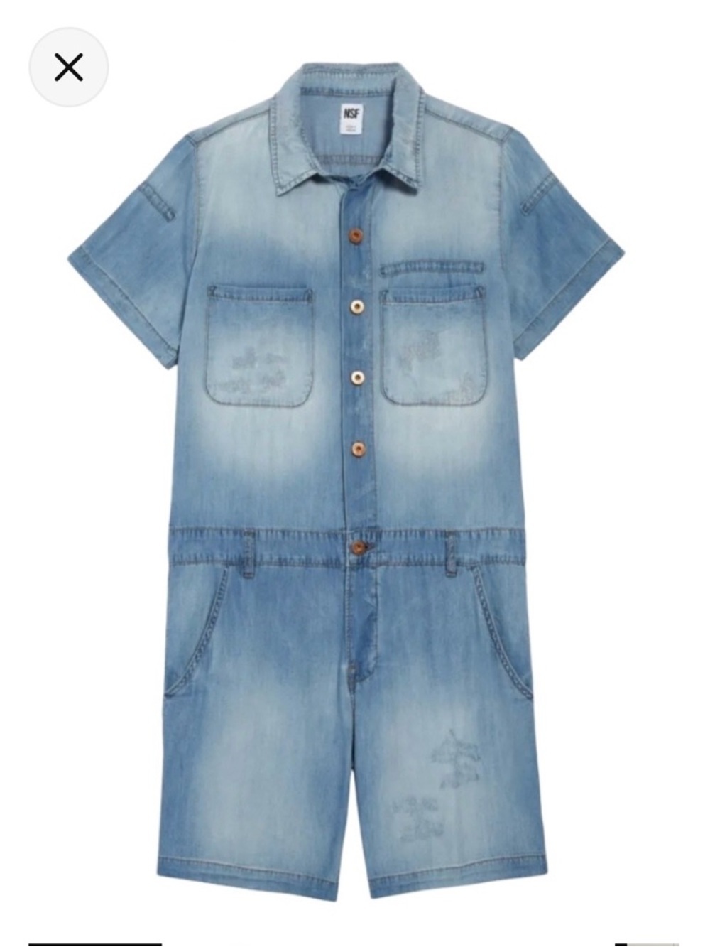 NSF Clothing Abel Mechanic Romper Soft Cotton Chambray Distressed by Design USA